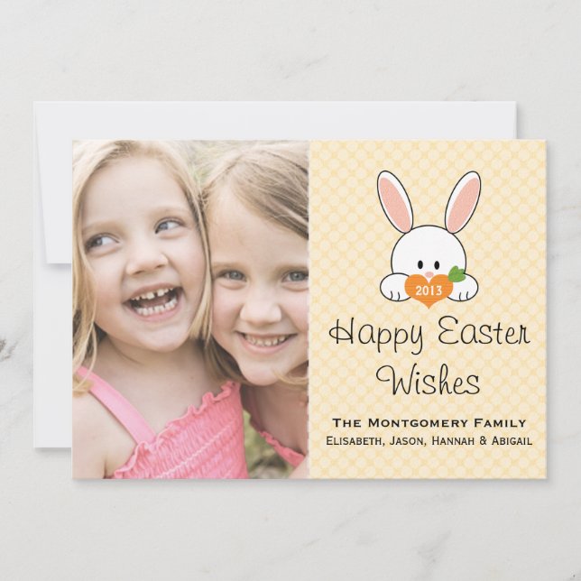 Fotokort för gult Påskhare Julkort (Framsida)