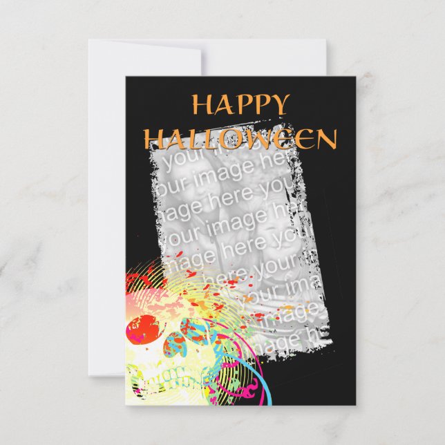 Fotokort för happy halloween: dödskalle inbjudningar (Framsida)
