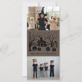 Fotokort för Happy halloween Spooky Mansion-familj