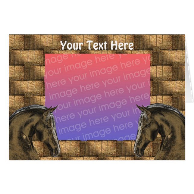 Fotokort för hästar och hö hälsningskort (Framsidan Horizontal)