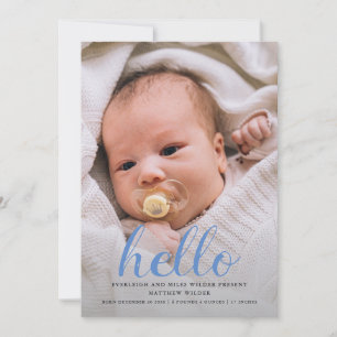 Fotokort för hej Baby Modern Boy Birth