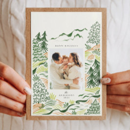 Fotokort för helgdag av julgranar-illustation julkort