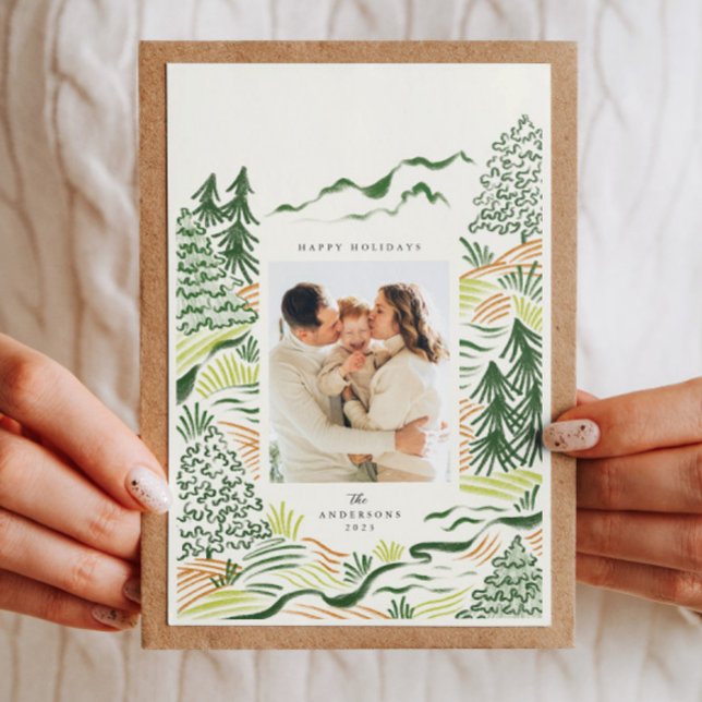 Fotokort för helgdag av julgranar-illustation julkort (Skapare uppladdad)