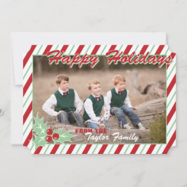 Fotokort för Helgdag i Candy cane Rand Julkort