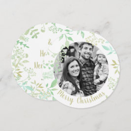 Fotokort för helgdagar i grönt God jul Inbjudningar