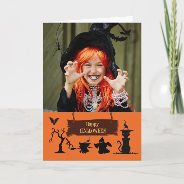 Fotokort för hemsökt Roligt Halloween-Anpassade Kort (Framsida)