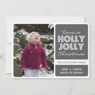 Fotokort för Holly Jolly (Graphite), Helgdag Julkort