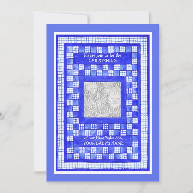 Fotokort för inbjudan till anpassade Christening-i (Framsida)