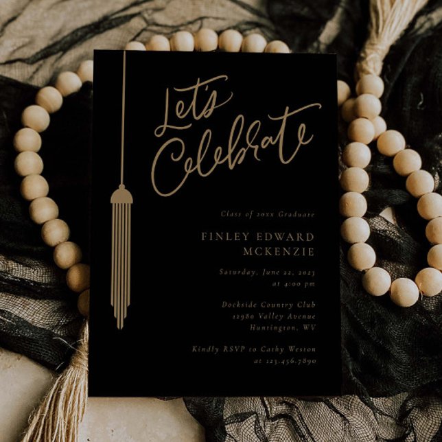 Fotokort för inbjudan till Guld Tassel Party Stude (Skapare uppladdad)