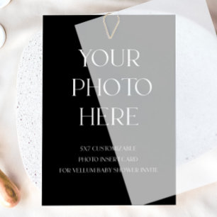 Fotokort för inbjudan till Vellum Baby Shower