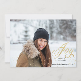 Fotokort för julfamiljen i Guld Gnistra Julkort