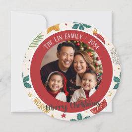 Fotokort för julfamiljs Helgdag Julkort