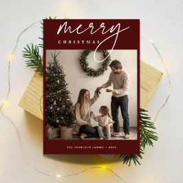 Fotokort för Kalligrafi Burgundy God jul Julkort