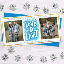 Fotokort för kärlek och Light Hanukkah