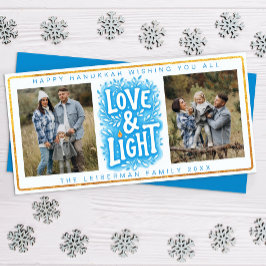 Fotokort för kärlek och Light Hanukkah Julkort