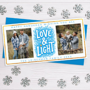 Fotokort för kärlek och Light Hanukkah Julkort