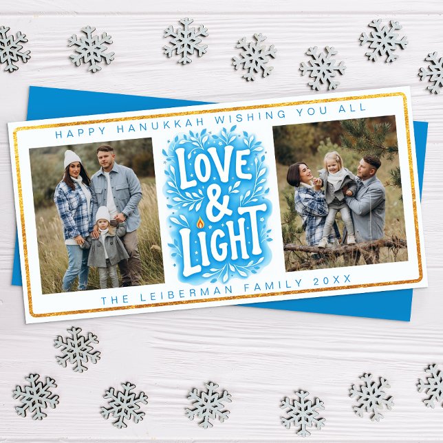 Fotokort för kärlek och Light Hanukkah Julkort (Hanukkah Love and Light Card)