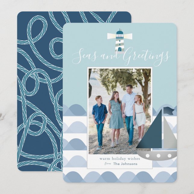 Fotokort för kustnära julsegelbåt, Helgdag Inbjudningar (Fram/baksida)