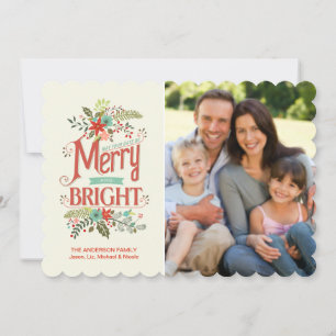 Fotokort för Land-Blommigten Merry och Bright Vint Julkort