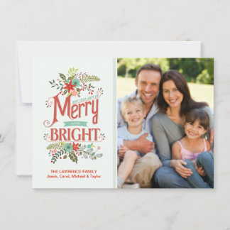 Fotokort för Land-Blommigten Merry och Bright Vint Julkort