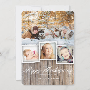 Fotokort för land Rustic Wood Happy thanksgiving Julkort