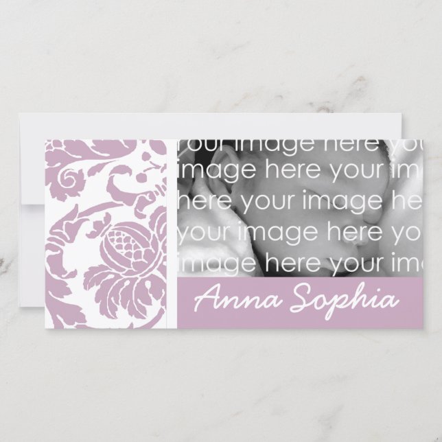 Fotokort för lila Damask (Framsida)