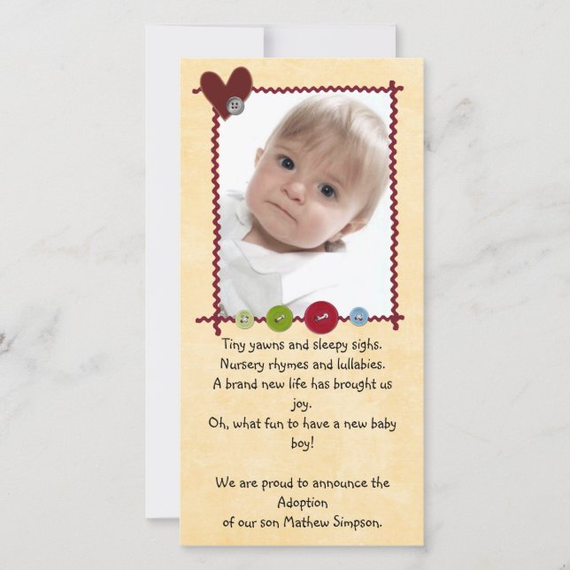 fotokort för meddelande om adoption (Framsida)