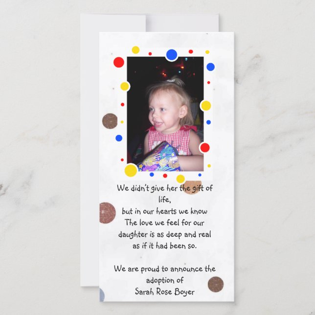 fotokort för meddelande om adoption (Framsida)