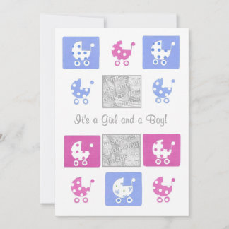 Fotokort för meddelande om nyfödd bebis Twillingar