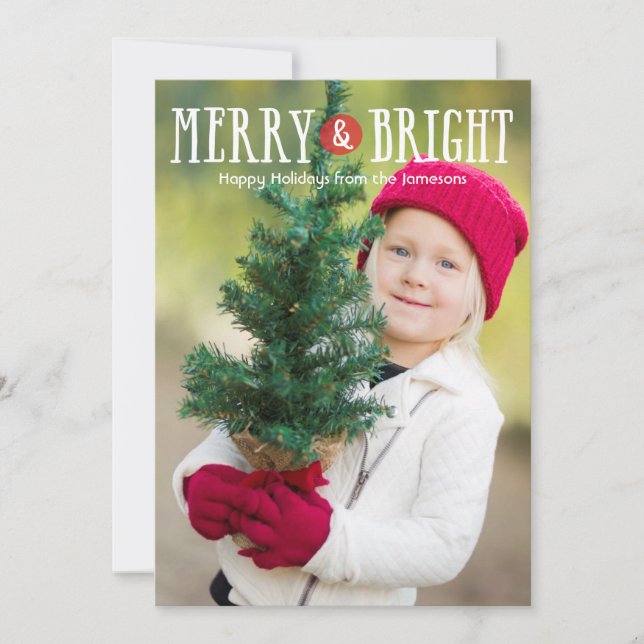 Fotokort för merry & Bright Dot-Helgdag Julkort (Framsida)