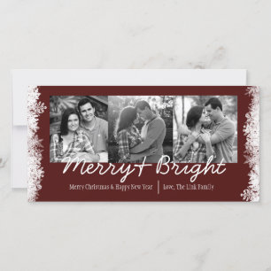 Fotokort för Merry & Bright Helgdag Snowflake Julkort
