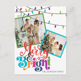 Fotokort för Merry & Bright-julfamiljen Helg Vykort