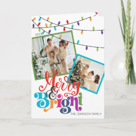 Fotokort för Merry & Bright-julfamiljen Helgkort