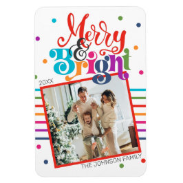 Fotokort för Merry & Bright-julfamiljen Magnet