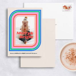 Fotokort för Merry & Bright Retro Rand-Helgdag Inbjudningar