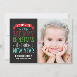 Fotokort för Merry Message Helgdag - svart Julkort