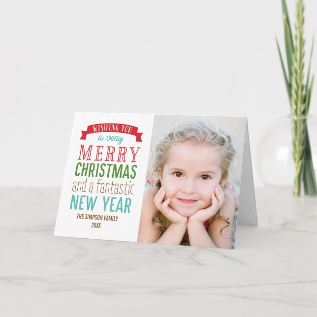Fotokort för Merry Message Helgdag - vitt Helgkort (Framsida)