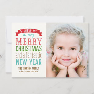 Fotokort för Merry Message Helgdag - vitt Julkort