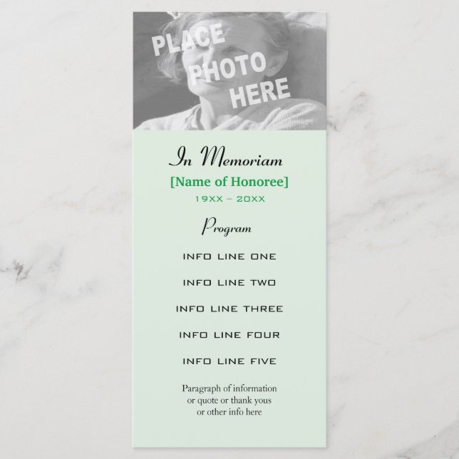 Fotokort för minnestjänst program (Framsida)