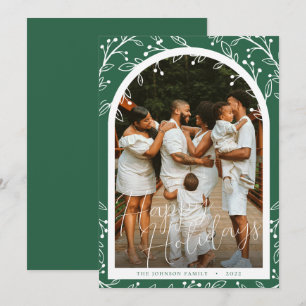 Fotokort för Modern Greenery Arch-familjen Julkort