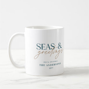 Fotokort för modern havsstrandfamilj kaffemugg