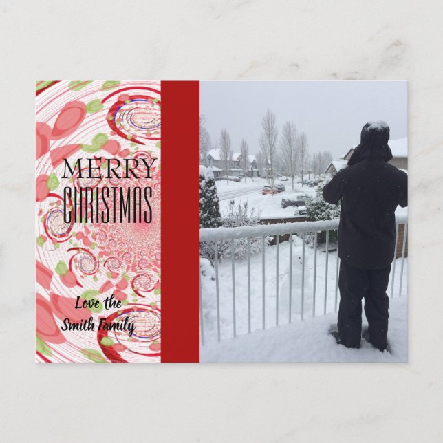 Fotokort för röd och Grönt-Abstrakt Helg Vykort (Framsida)