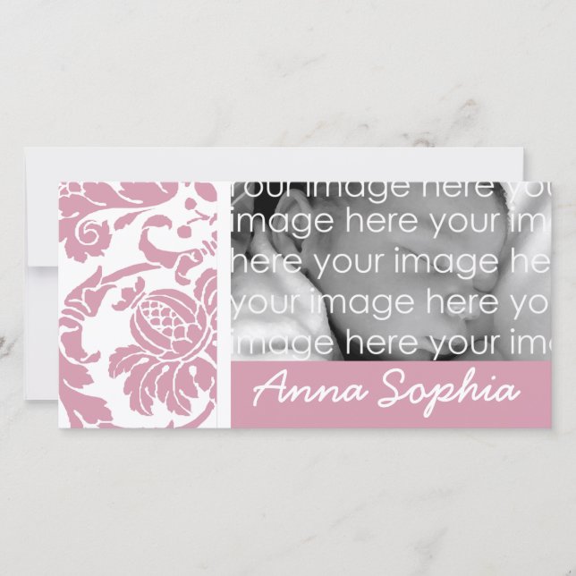 Fotokort för rosa Damask (Framsida)