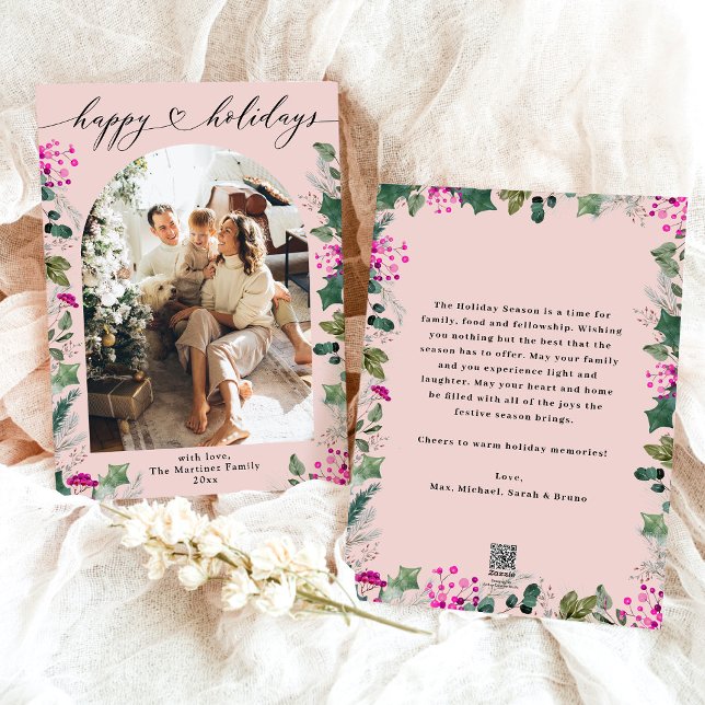 Fotokort för  Rosa Winter Glad helg Julkort (Skapare uppladdad)