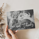 Fotokort för Rustic Calligraphy Bröllop Tack<br><div class="desc">Rustic Calligraphy Bröllop Tack Photo Card med Kraft Papper Print på Baksidan. Om du vill ha en mer avancerad anpassning av den här designen klickar du på knappen Anpassa.</div>