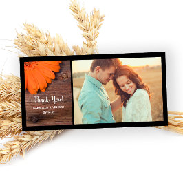 Fotokort för Rustic Orange Daisy Land Tack