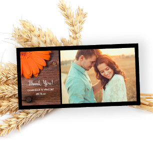 Fotokort för Rustic Orange Daisy Land Tack Kort