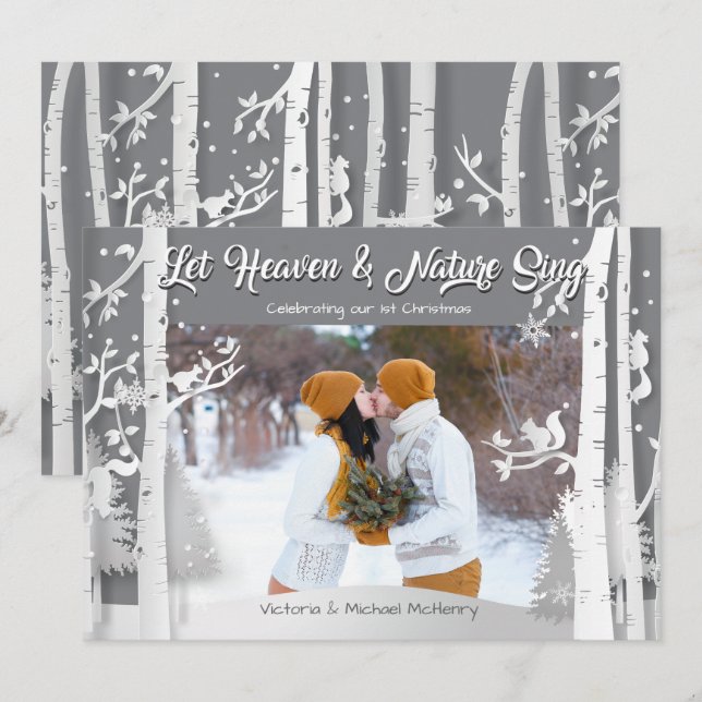 Fotokort för skogsskogar i snö inbjudningar (Fram/baksida)