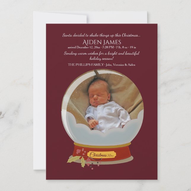 Fotokort för Snö Globe Helgdag Julkort (Framsida)