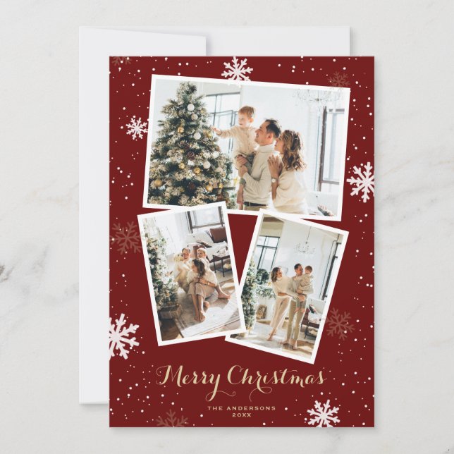 Fotokort för snöflingor Helgdag God jul Julkort (Framsida)